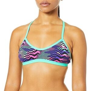 NWT Women's TYR DuraFast Teramo Trinity Bikini Top Purple Turquoise XL‎ 14-16